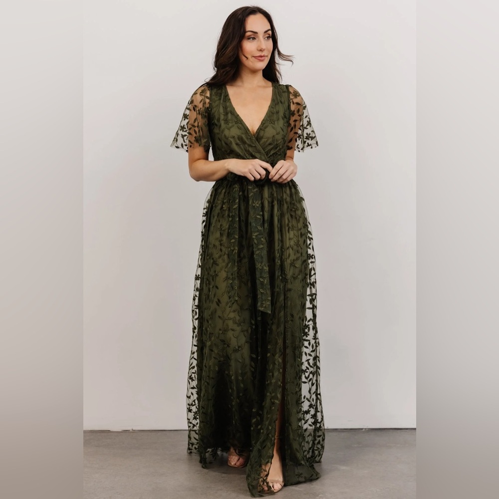 Baltic Born XS Dress - Color Olive (Marseille Embossed Maxi Dress)